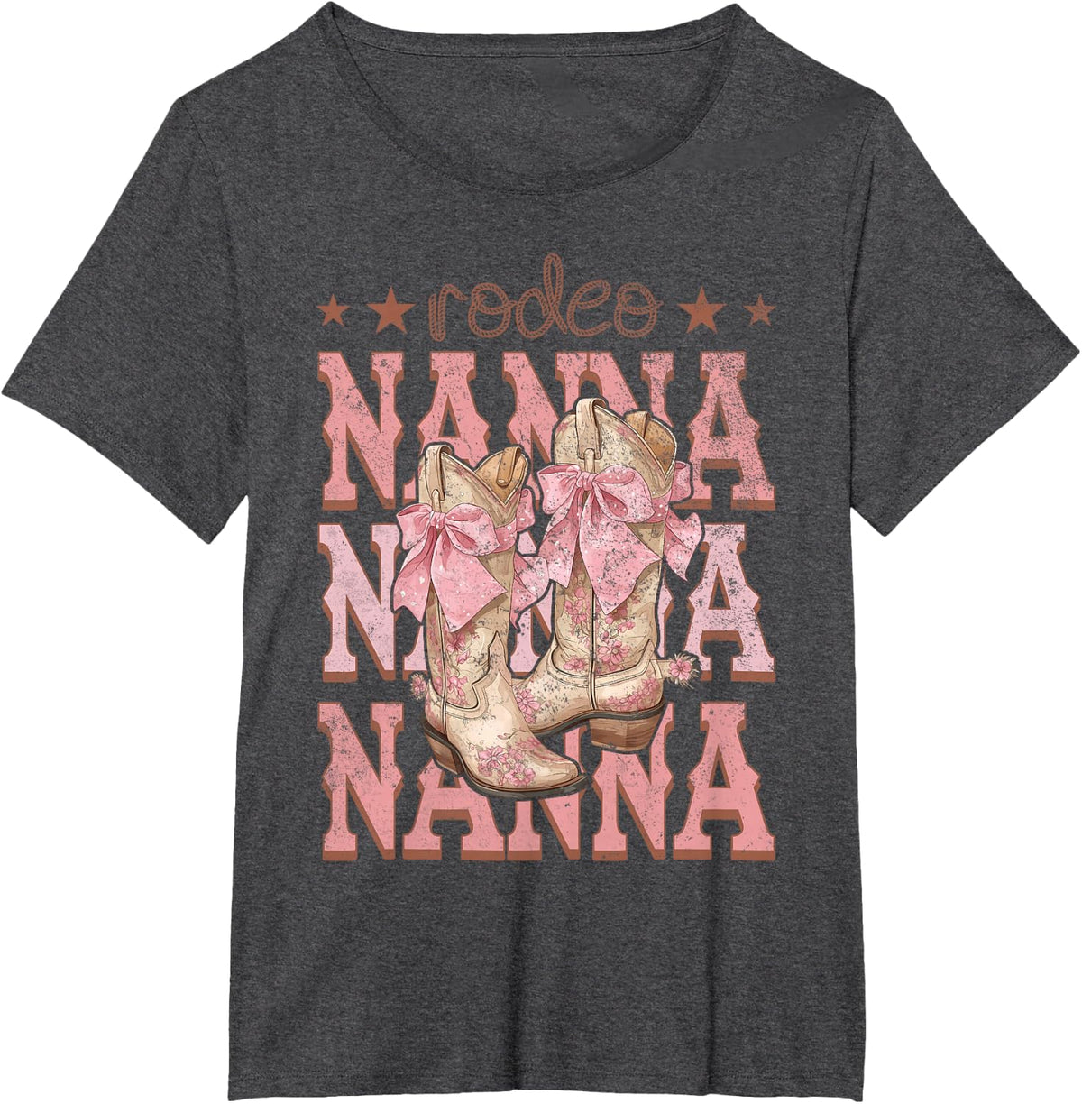 Rodeo Nanna Pink Boots Coquette Cow-Girl Birthday Party T-Shirt - Dark Heather Grey