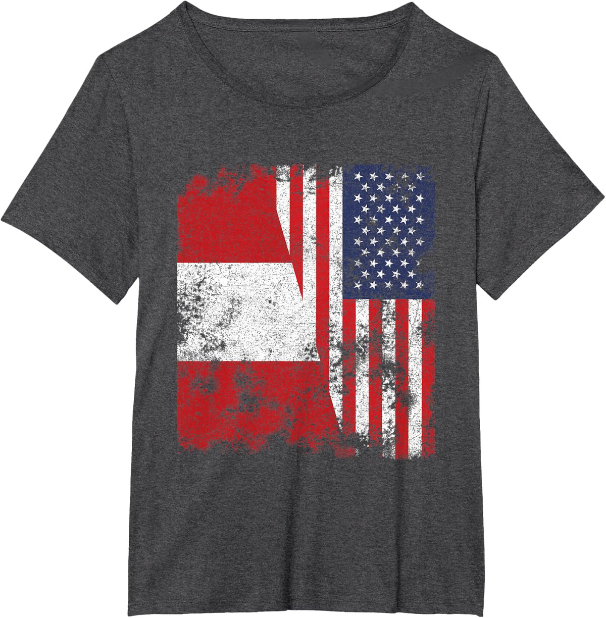 Peru USA Flag Distressed - Half American T-Shirt - Dark Heather Grey