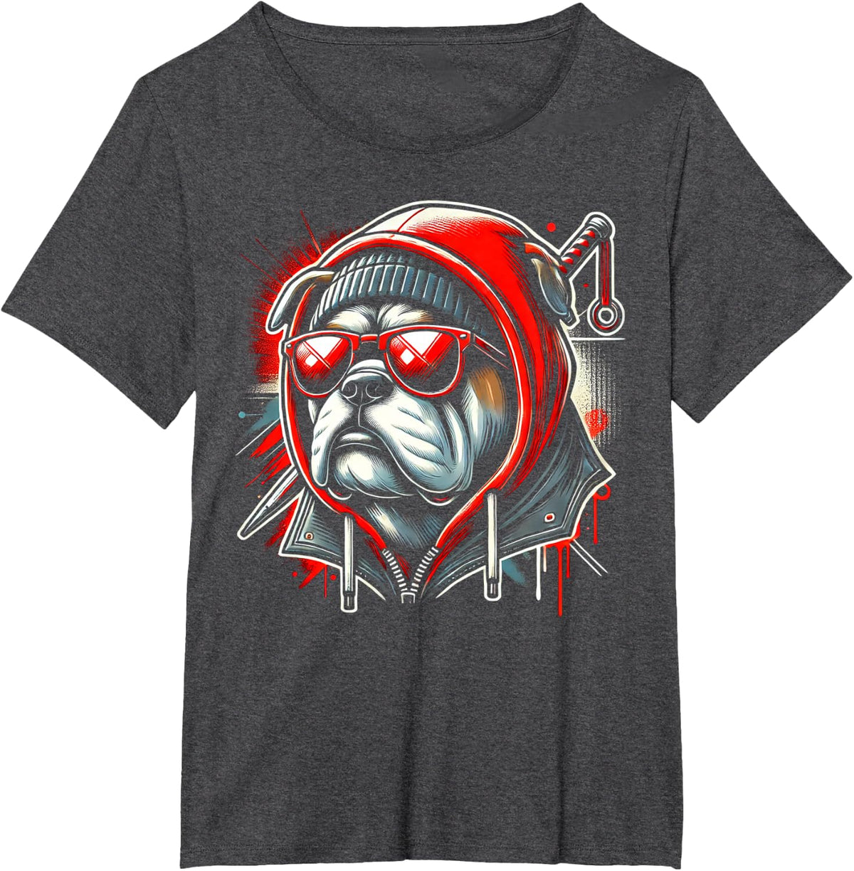 Graphic Bulldog Animal Cute Dogs T-Shirt for Men Women Kids - Dark Heather Grey