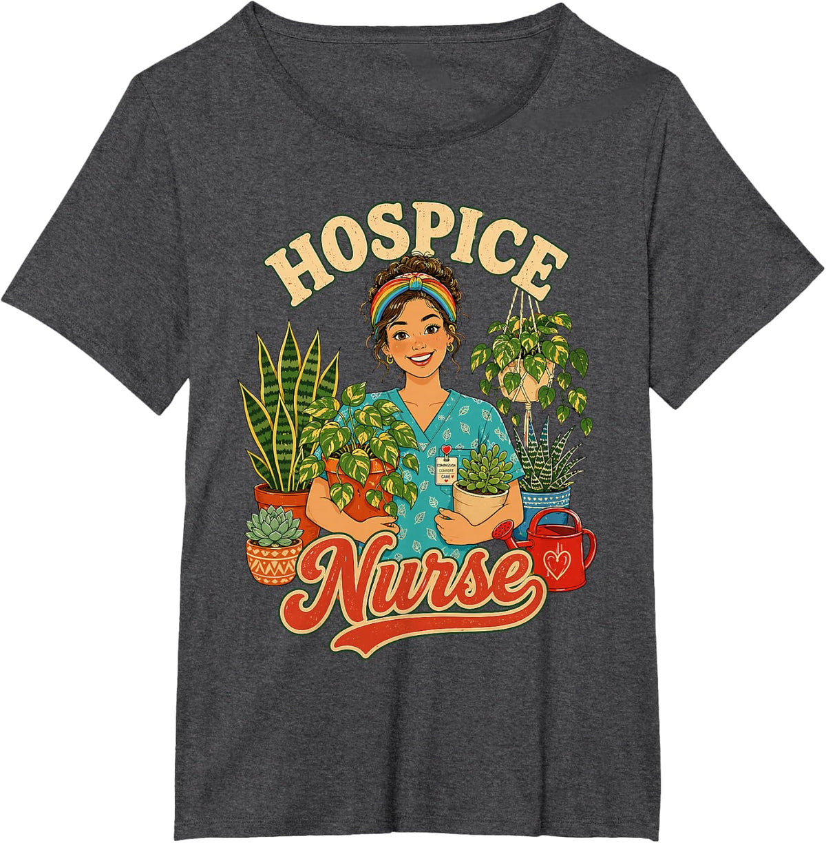 Hospice Nurse Plants Gardening T-Shirt - Dark Heather Grey