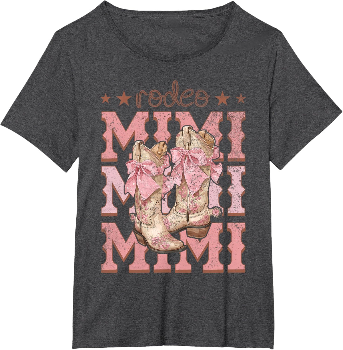 Rodeo Mimi Pink Boots Coquette Cow-Girl Birthday Party T-Shirt - Dark Heather Grey