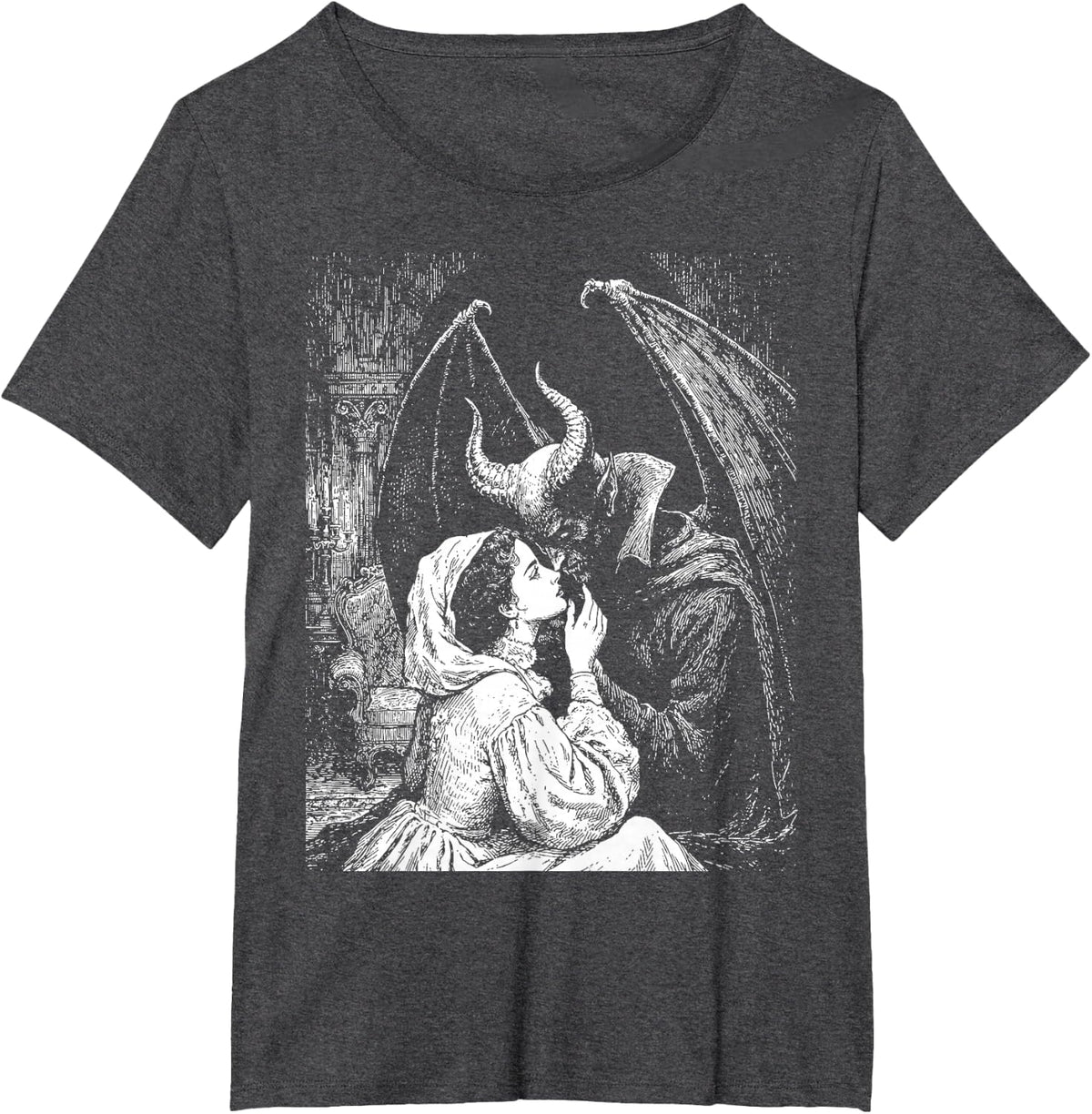 Vampires Kiss | Romantic Goth Gothic Grunge Vampire Romance T-Shirt - Dark Heather Grey
