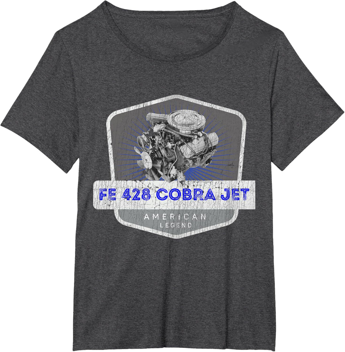 FE 428 Cobra Jet Muscle Car Legend Engine Retro Logo Design T-Shirt - Dark Heather Grey