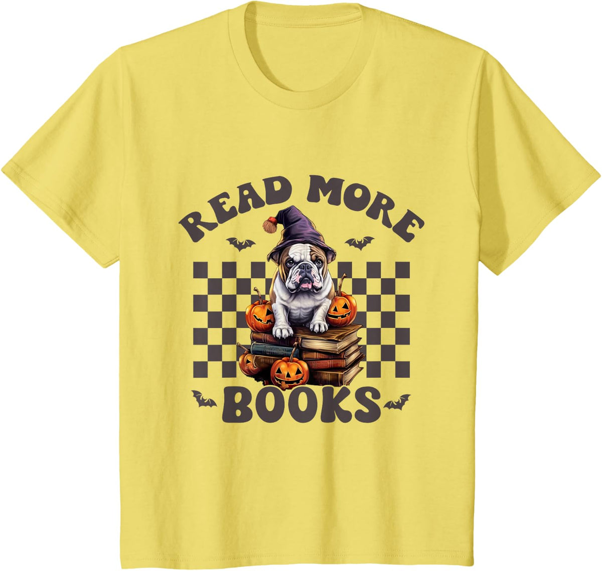 Halloween Groovy Read More Books French Bulldog Halloween T-Shirt - Lemon Yellow