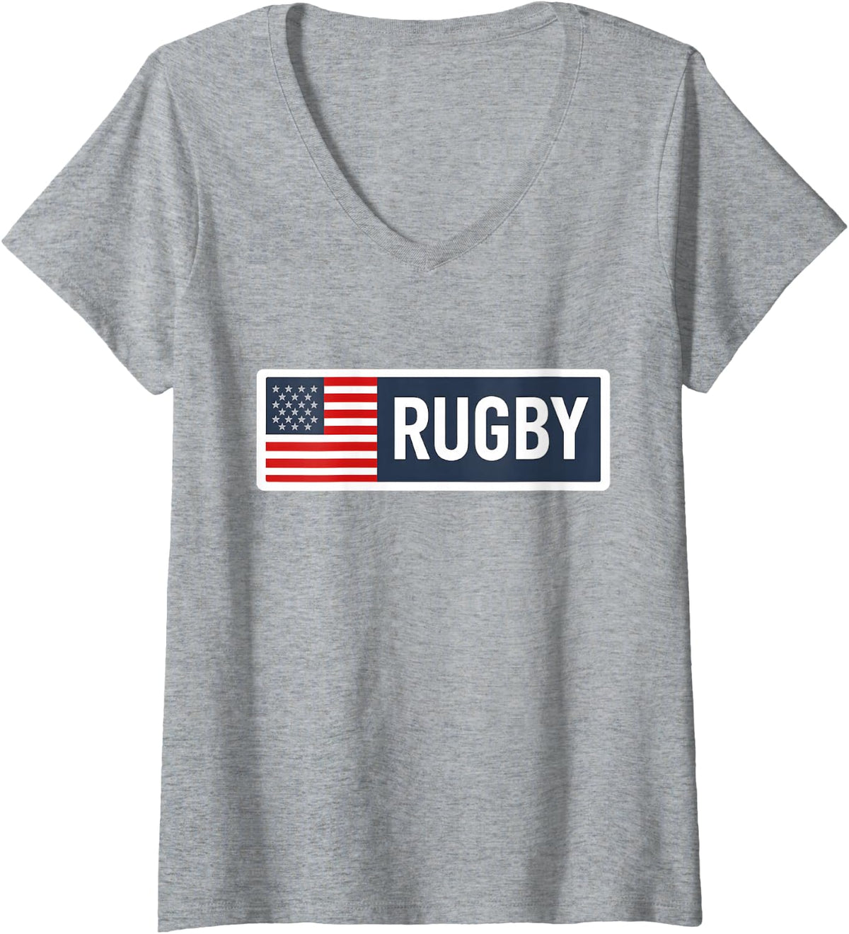 Women's USA Rugby American Flag V-Neck T-Shirt - Heather Grey