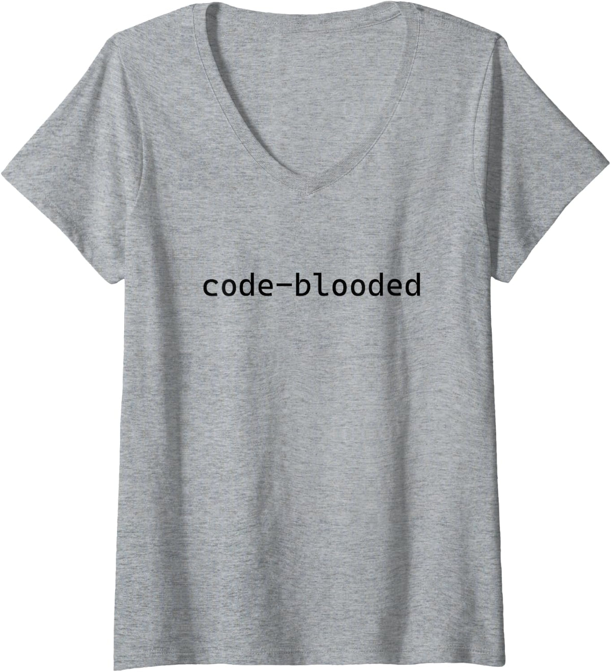 Women's Code Blooded Funny Code Programmer V-Neck T-Shirt - Heather Grey