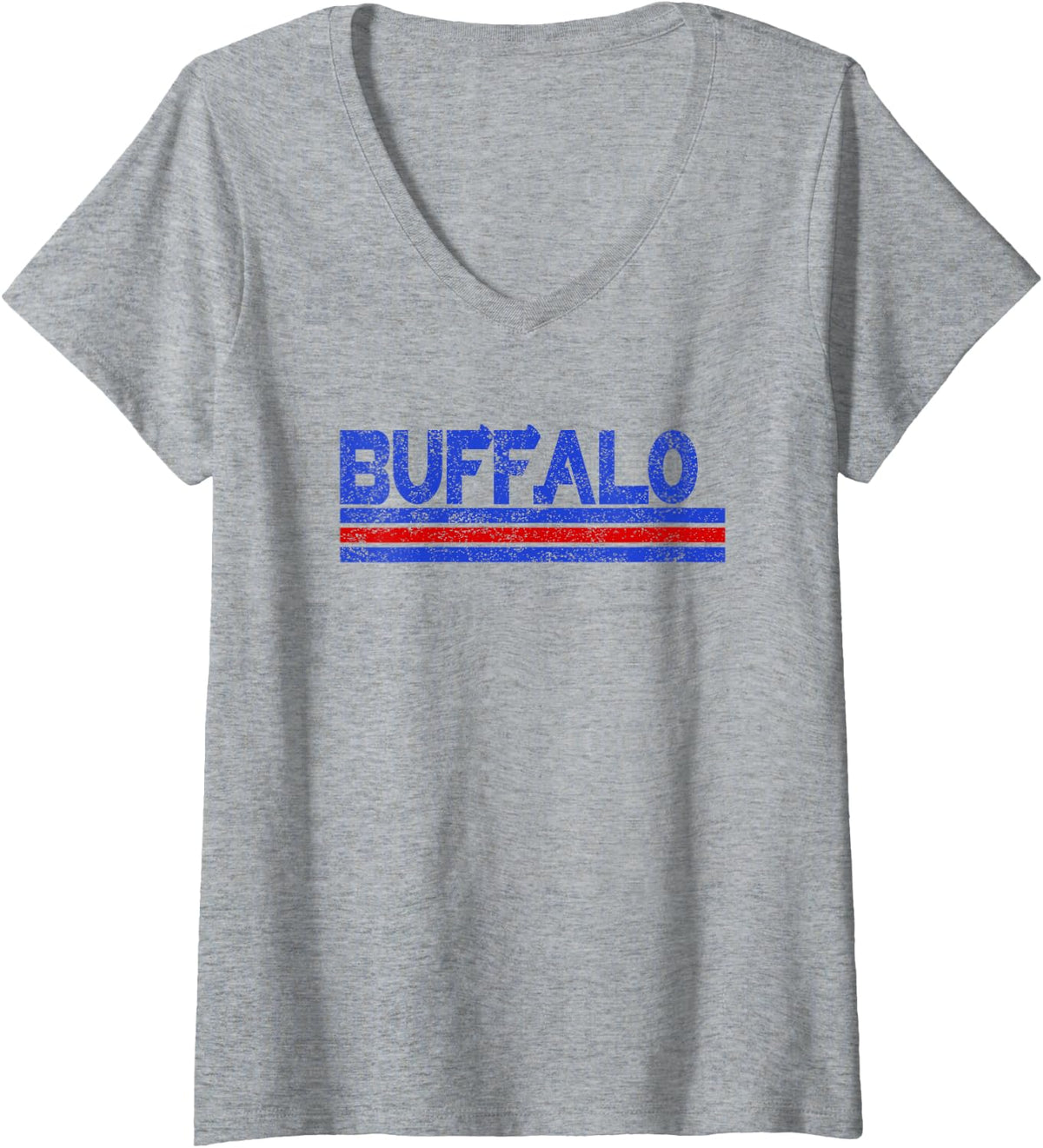 Women's Buffalo New York Retro Vintage Weathered Throwback V-Neck T-Shirt - Heather Grey