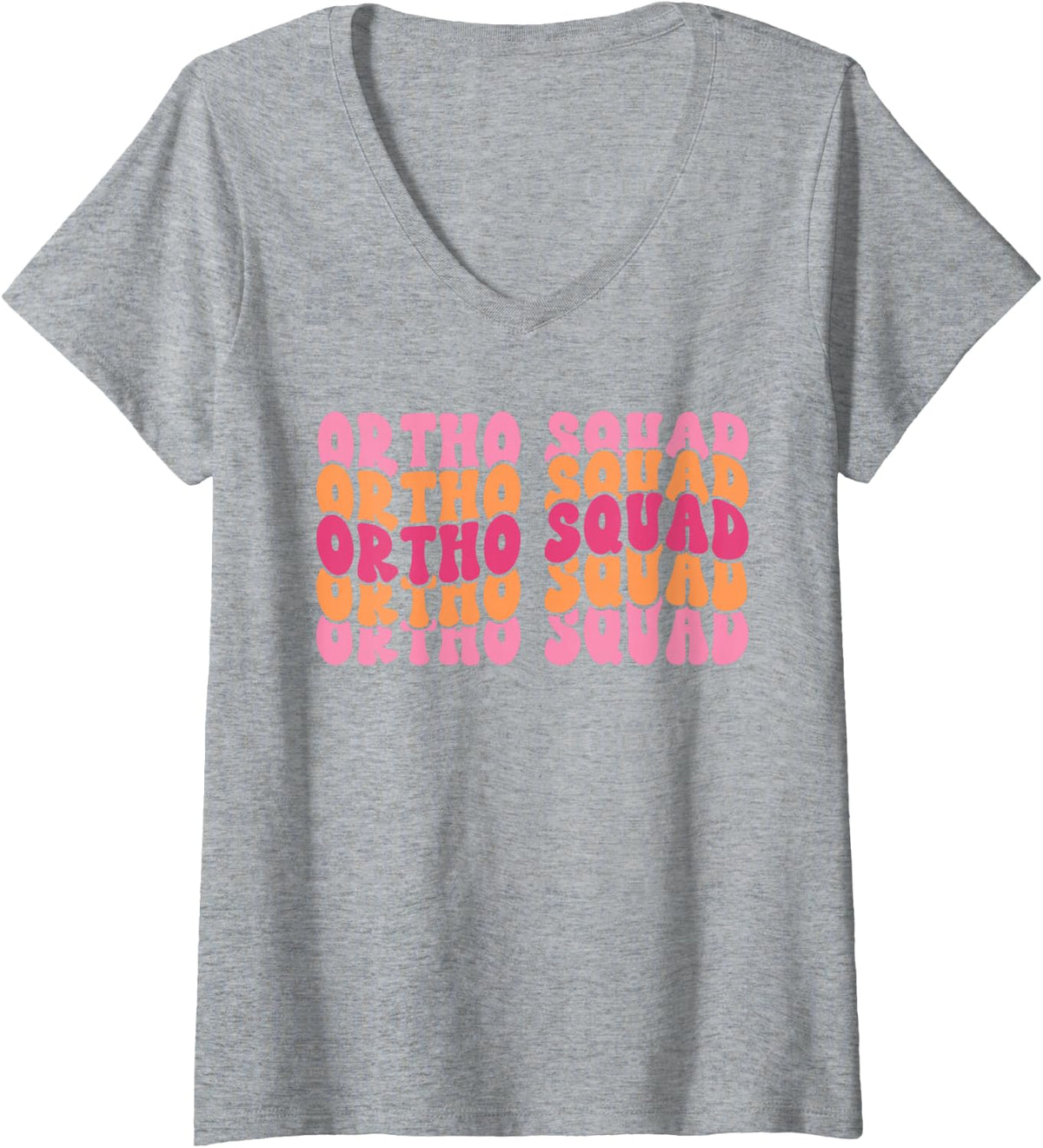 Women's Retro Groovy Ortho Squad Orthodontic Nurse Doctor Assistant V-Neck T-Shirt - Heather Grey