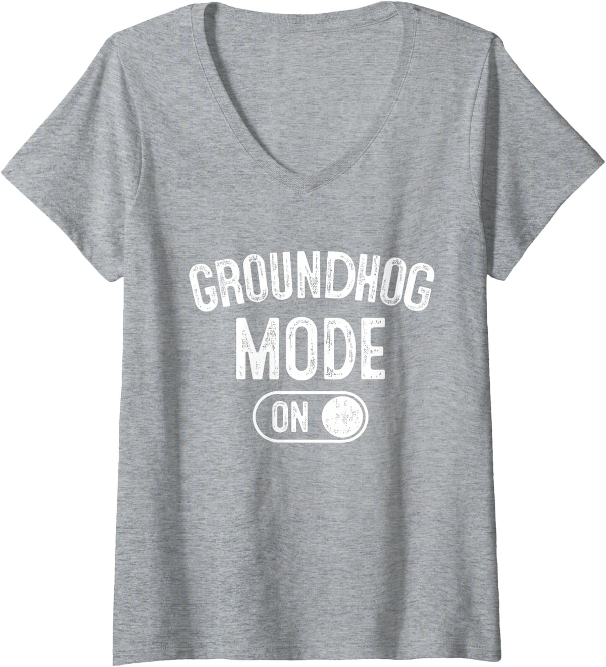Women's Groundhog Mode On Costume Funny Weather Prophet Gift Animal V-Neck T-Shirt - Heather Grey