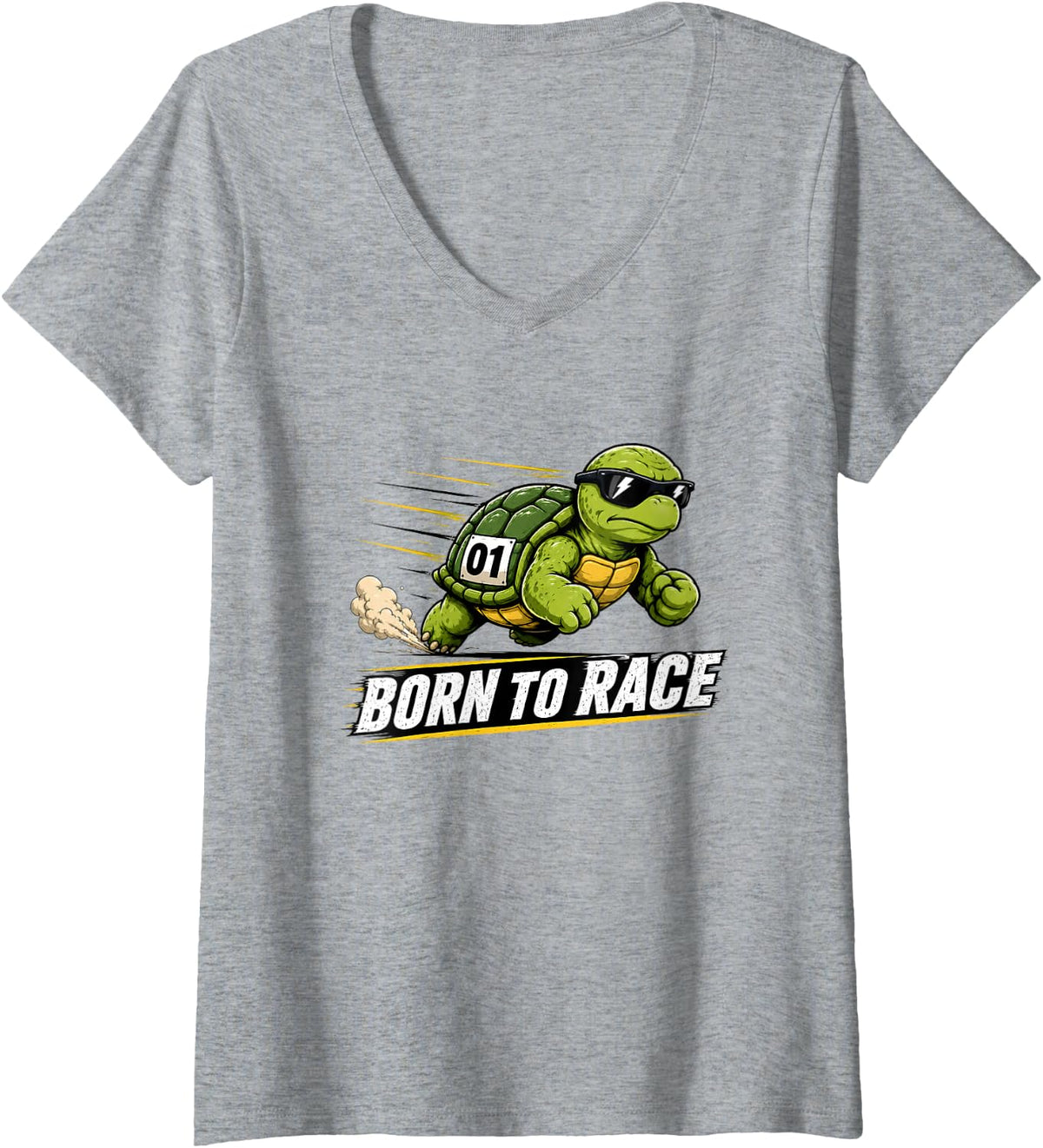 Women's Cute Turtle Lover Tee for Kids – Adorable Lazy Animal Design V-Neck T-Shirt - Heather Grey