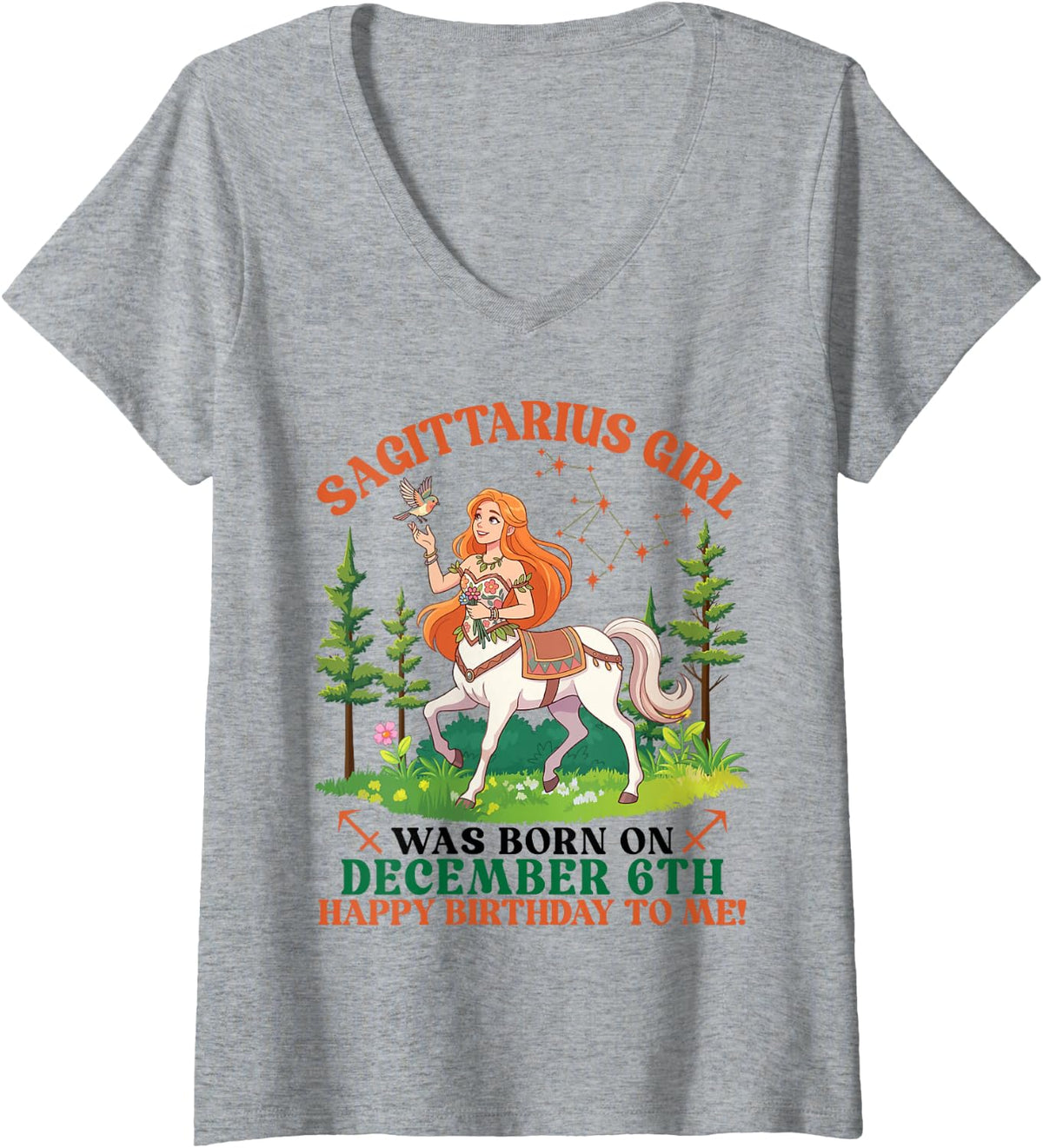 Women's Sagittarius Girl was Born On December 6th Birthday to Me V-Neck T-Shirt - Heather Grey