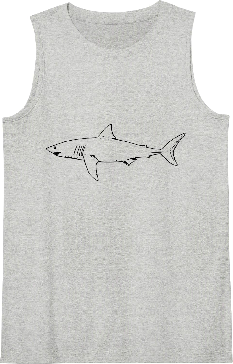 Great White Shark Silhouette T-Shirt Tank Top - Heather Grey