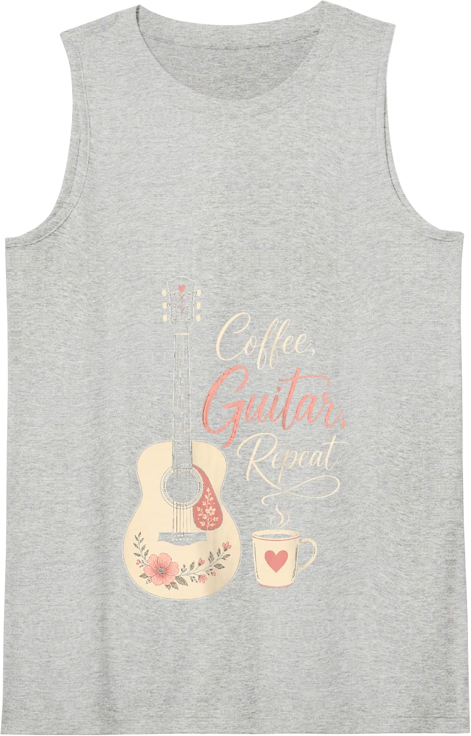 Guitar Coffee Guitar Repeat Funny Guitarist Gift Women Tank Top - Heather Grey