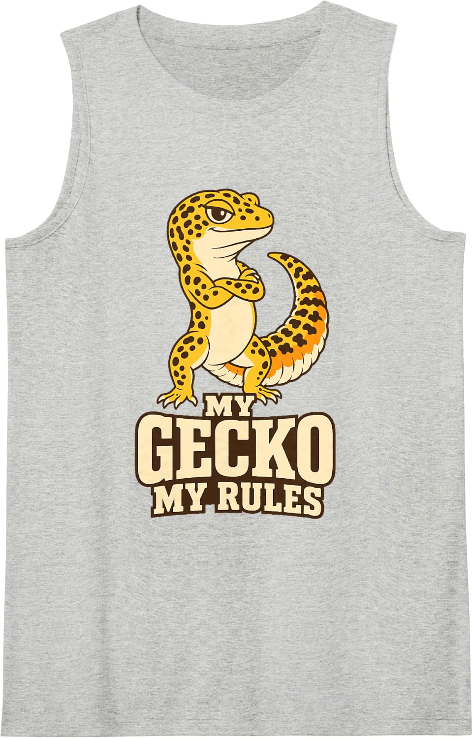 My Gecko Rules Leopard Gecko Reptile Owner Sleeveless Tank Top - Heather Grey
