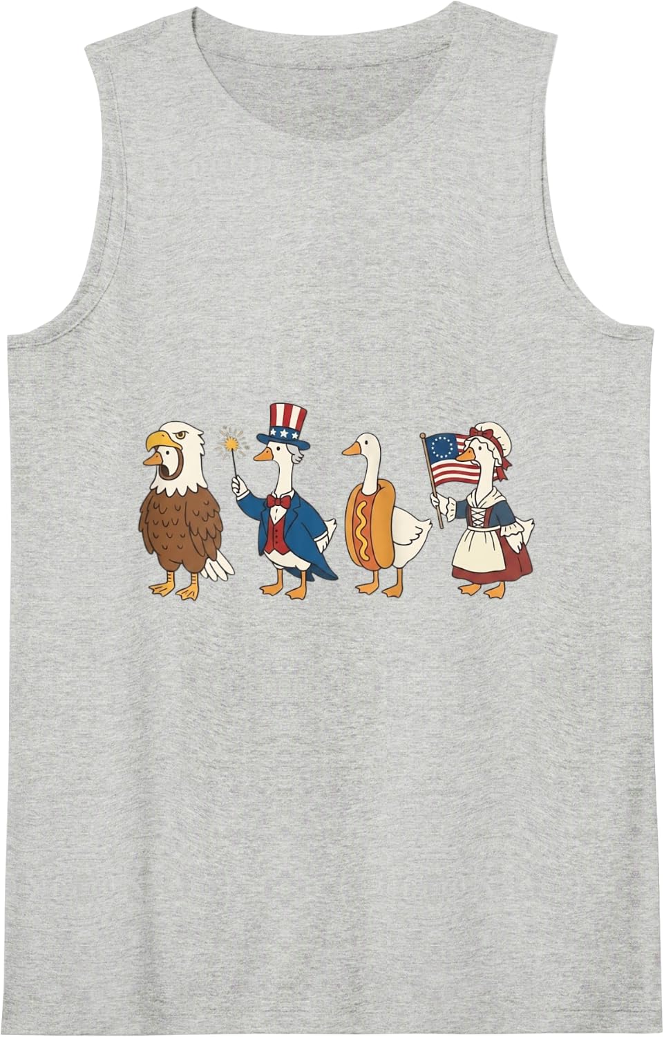 Funny Patriotic Goose 4th of July Retro USA Vibes Tank Top - Heather Grey