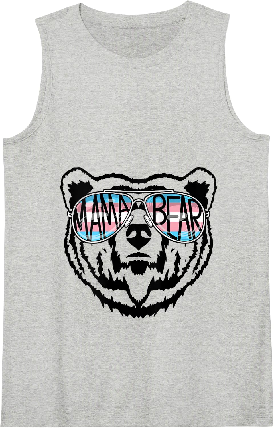 Trans Mama Bear Proud Mom Ally Transgender Rainbow Pride Tank Top - Heather Grey
