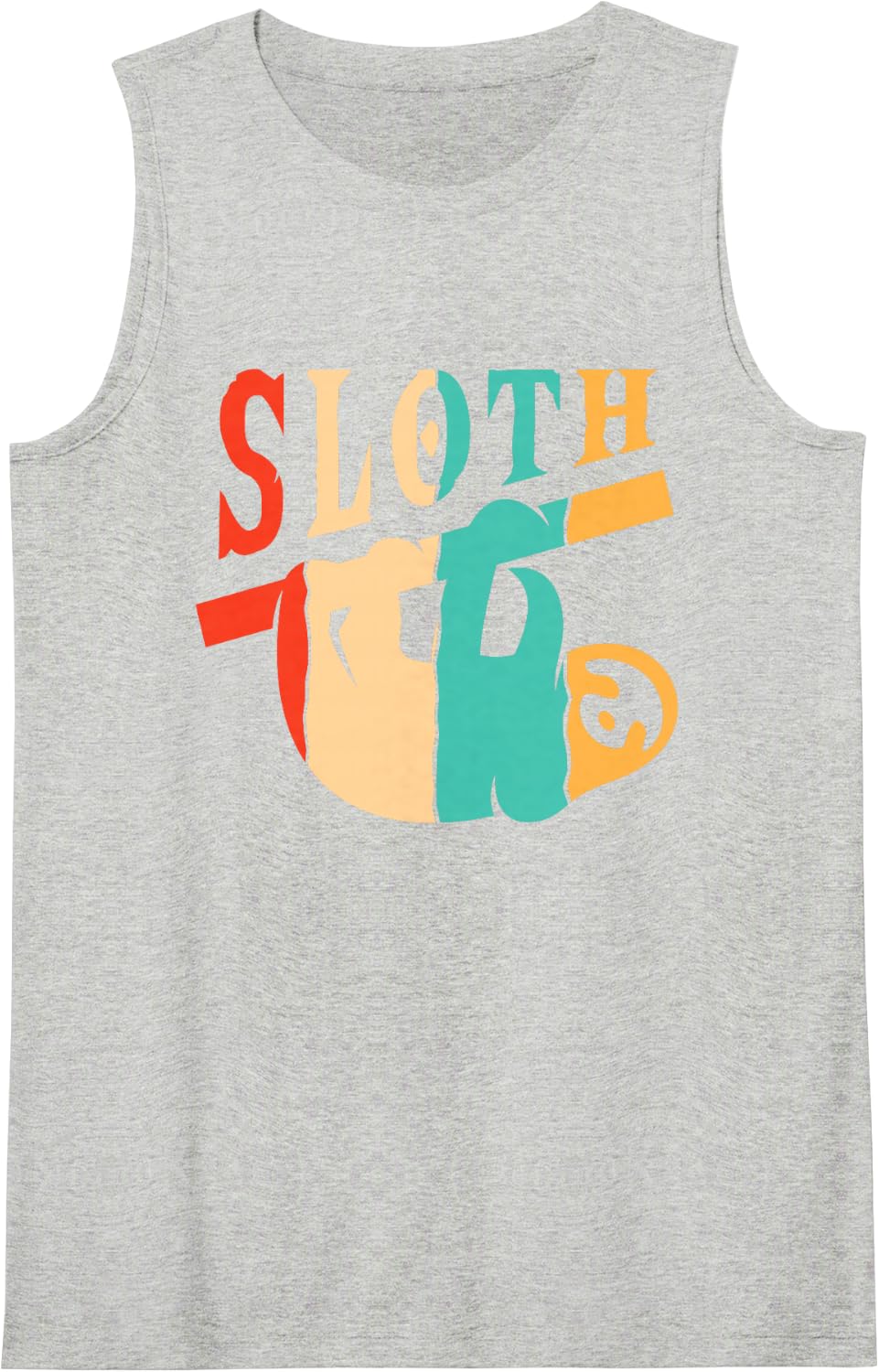 Retro Sloth Pilosa Folivora Brown-Throated Lover Sloth Sleeveless Tank Top - Heather Grey