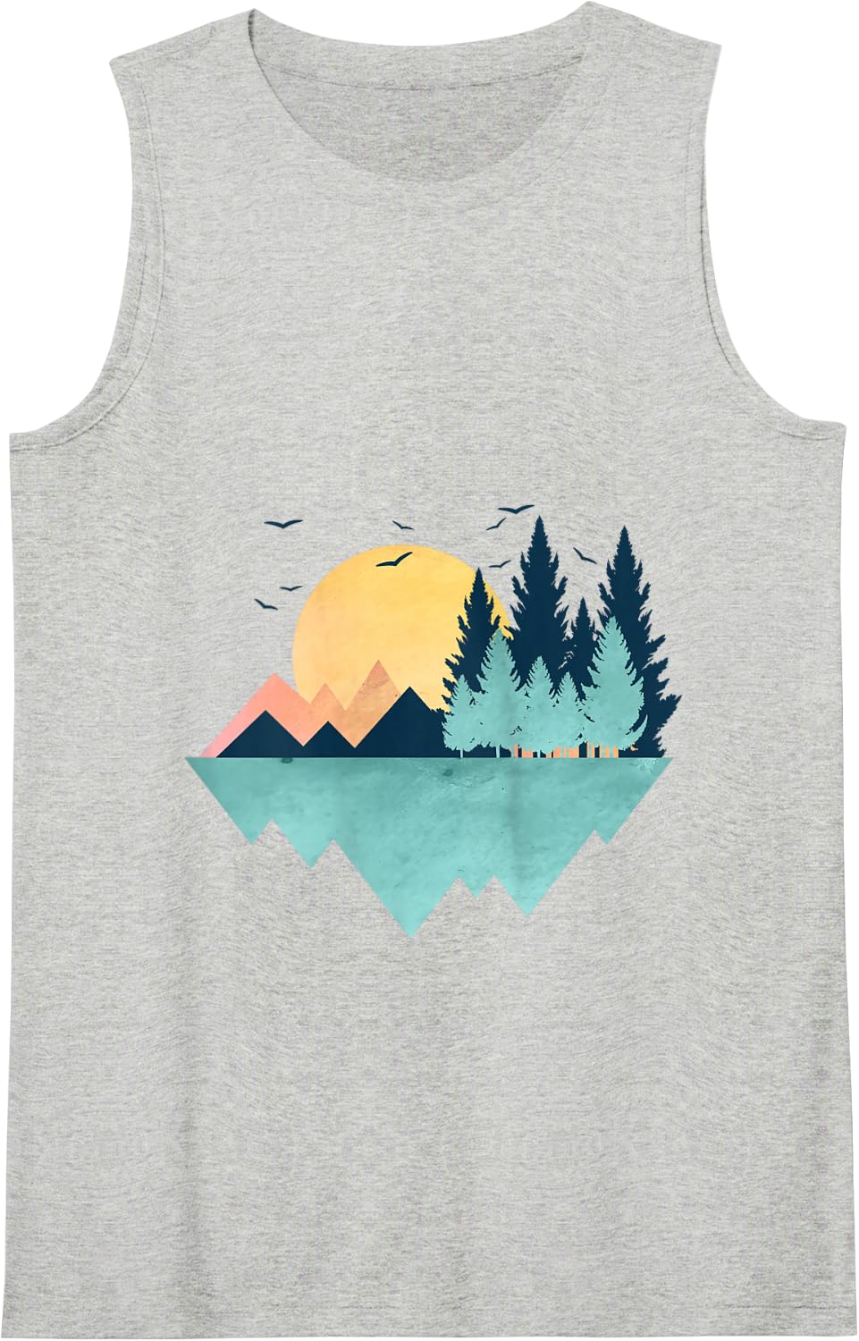 Funny Geometric Mountain Abstract Geometry Outdoor Gifts Tank Top - Heather Grey