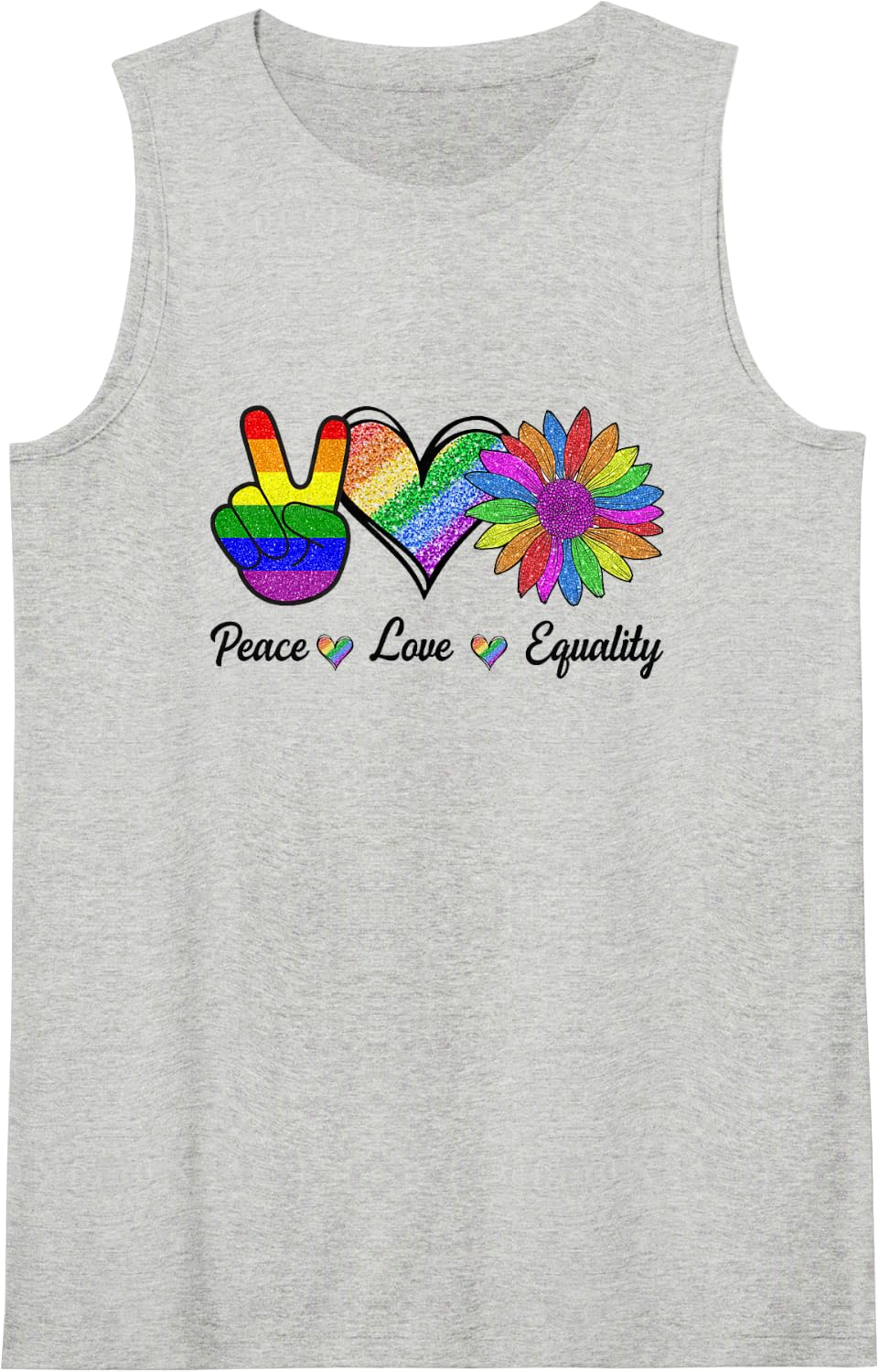 Peace Love Equality LGBT Pride Month Equal Spread Love Sleeveless Tank Top - Heather Grey