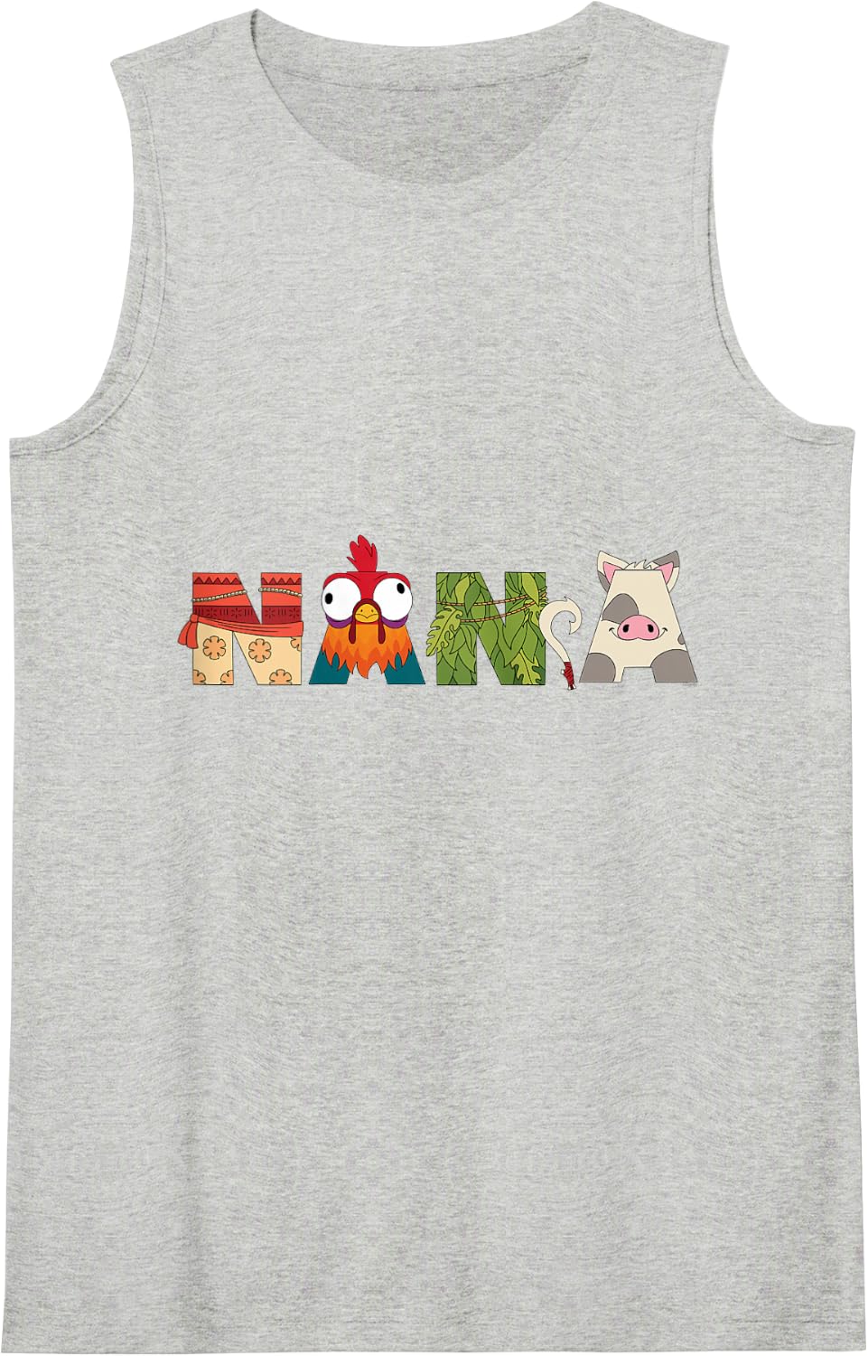 Disney Moana Letters Nana Grandma Gift Family Trip Vacation Tank Top - Heather Grey