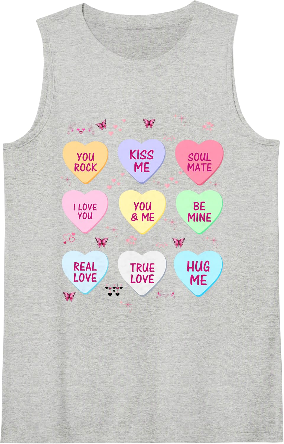 Valentine's Day Heart Conversation Candy Sweetheart Tank Top - Heather Grey