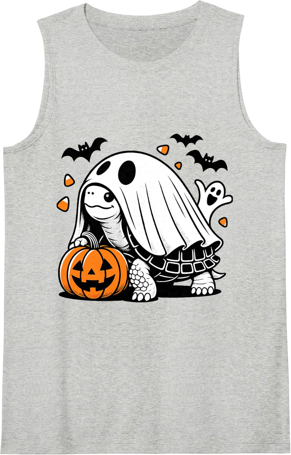 Halloween Turtle Ghost Pumpkin Tortoise Costume Sleeveless Tank Top - Heather Grey