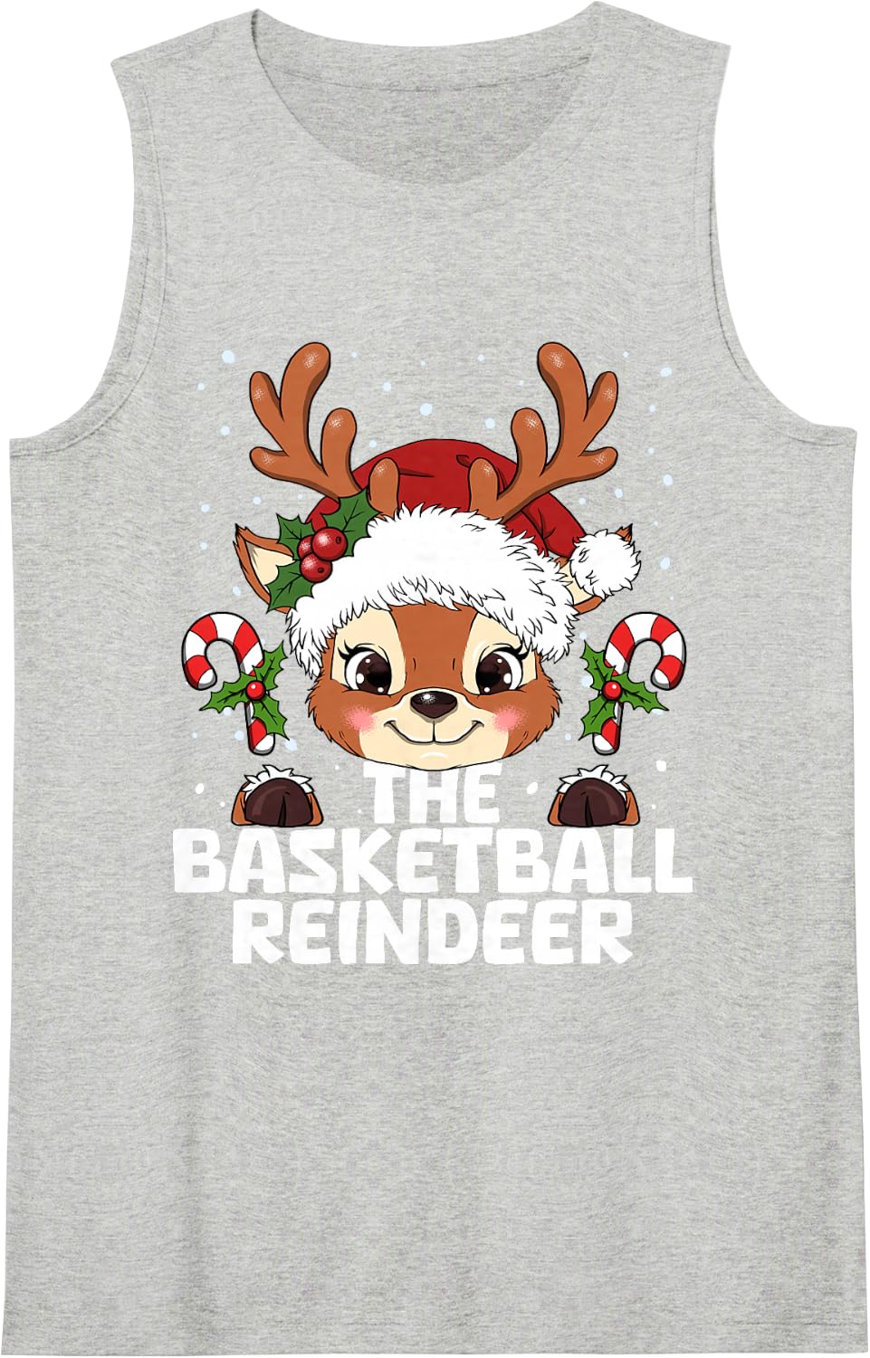 Basketball Reindeer Matching Christmas Sleeveless Tank Top - Heather Grey