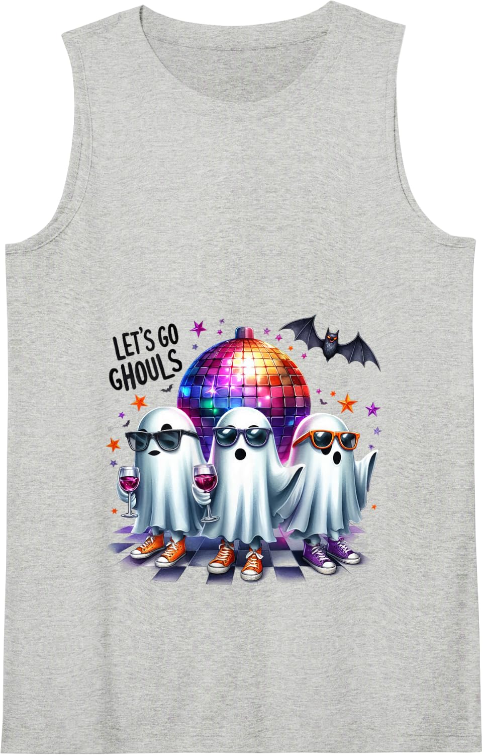 Let's Go Ghouls Halloween Ghost Party Costume Women Girl Tank Top - Heather Grey