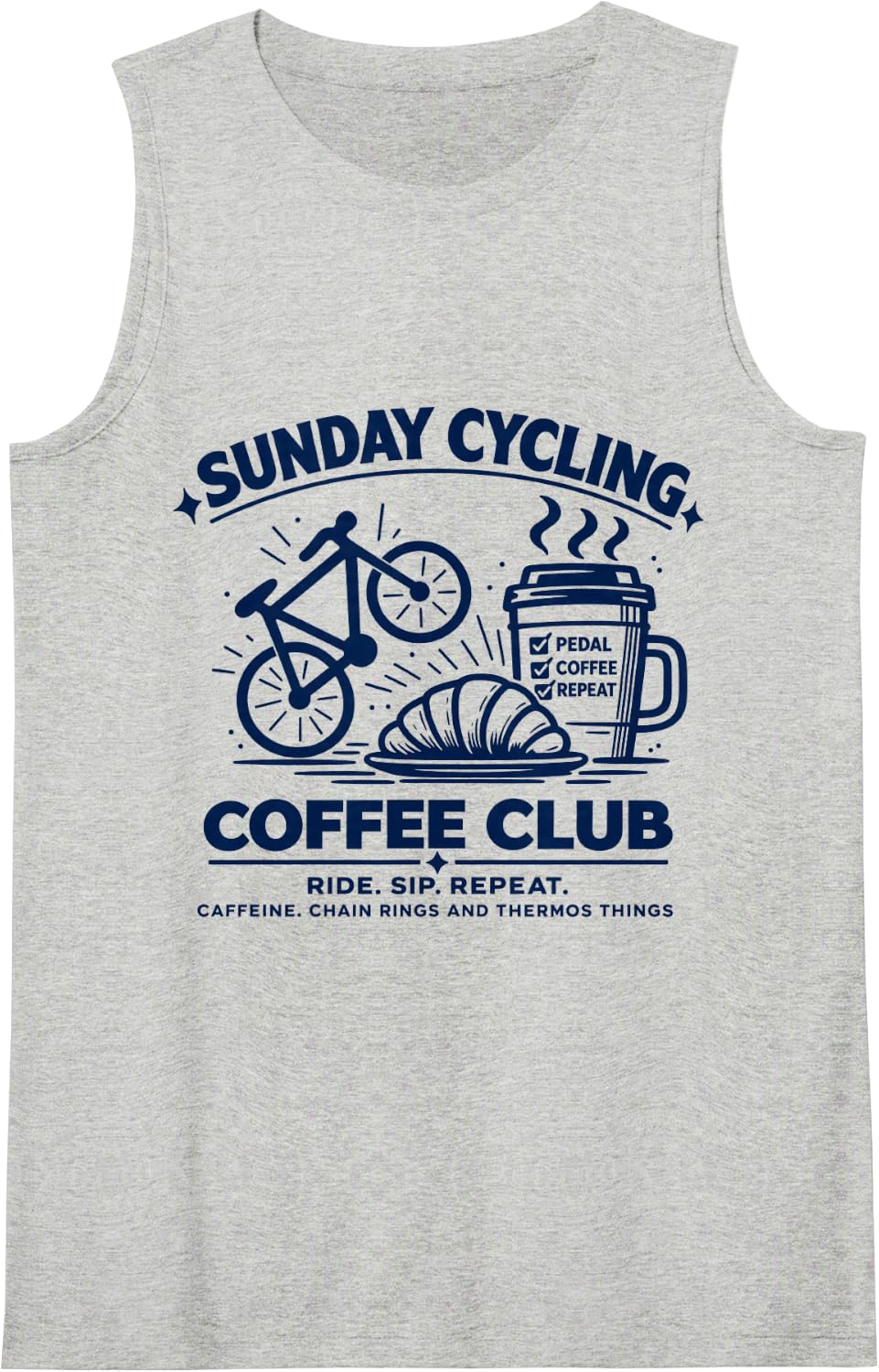 | Bike Coffee Ride Quote Sleeveless Tank Top - Heather Grey