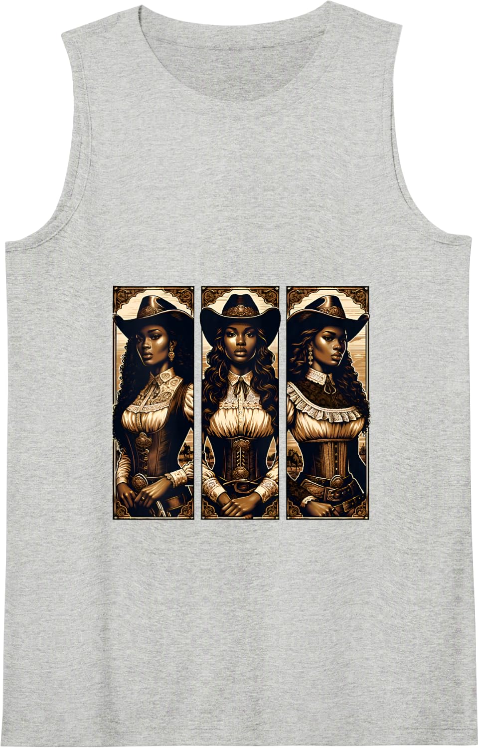 Black Cowgirl Western Rodeo Melanin Black History Texas Tank Top - Heather Grey