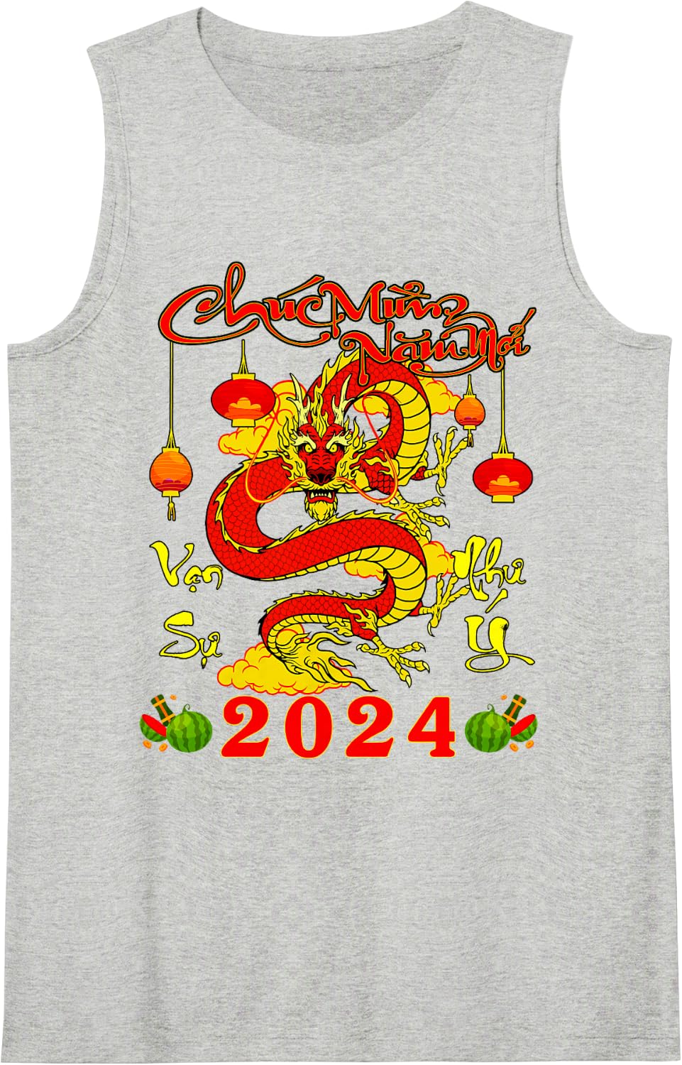 Chuc Mung NAM Moi 2024 TET Giap Thin Viet NAM New Year 2024 Sleeveless Tank Top - Heather Grey