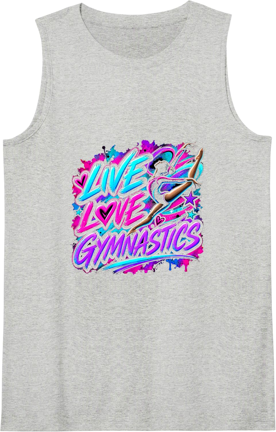 Live Love Gymnastics Sleeveless Tank Top - Heather Grey