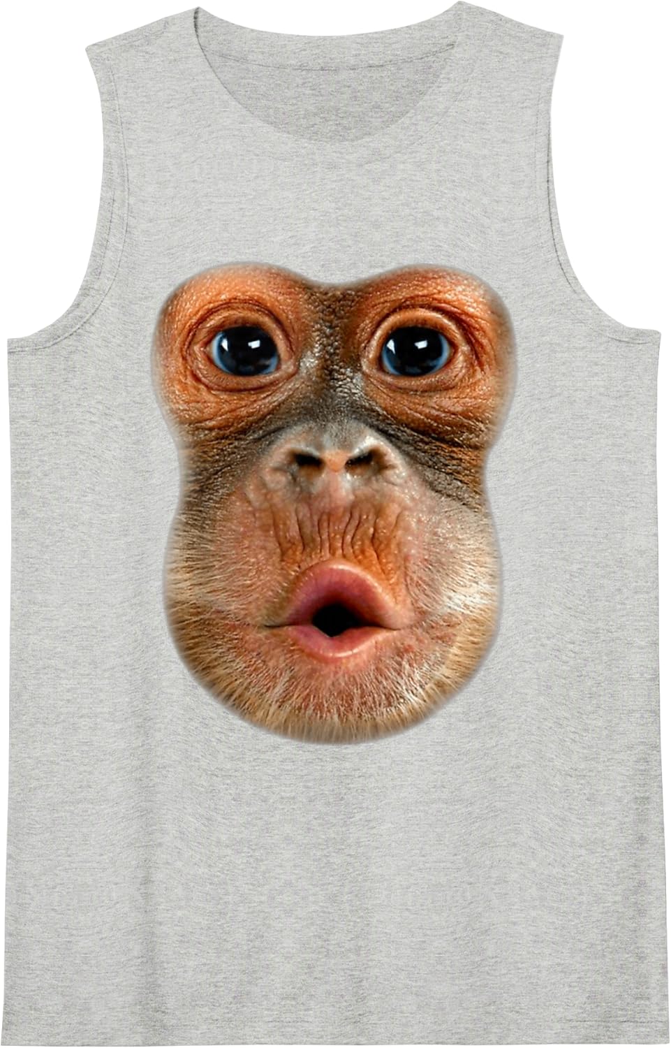 Monkey Blowing Stomach Face Funny Kids Halloween Costume Sleeveless Tank Top - Heather Grey