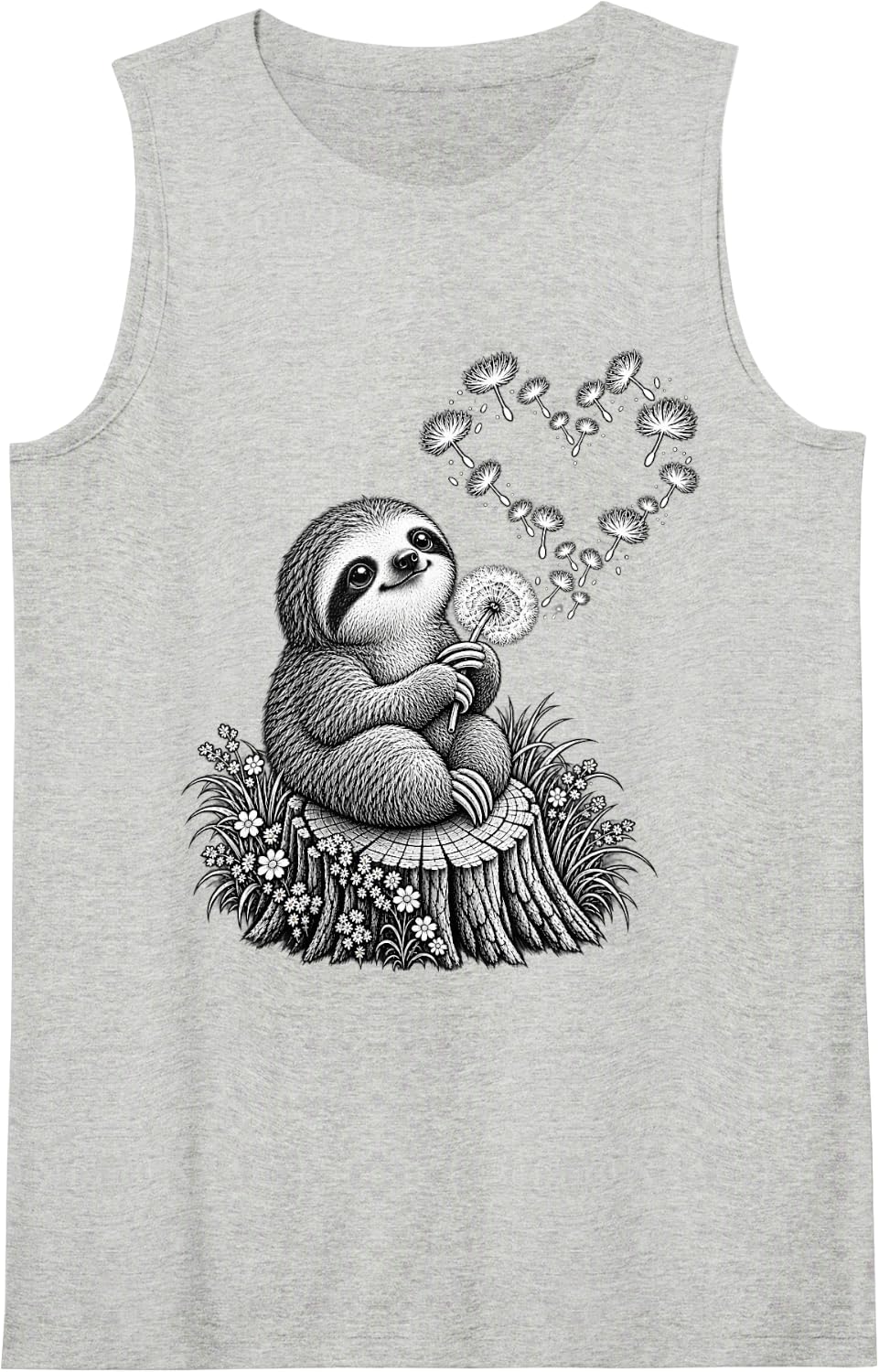 Sloth Animal Art Portrait Wildlife Forest Sloth Lover Sleeveless Tank Top - Heather Grey