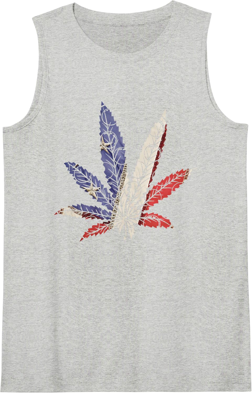 Pizza Weed Marijuana Leaf Cannabis Patriotic Stoner Sleeveless Tank Top - Heather Grey