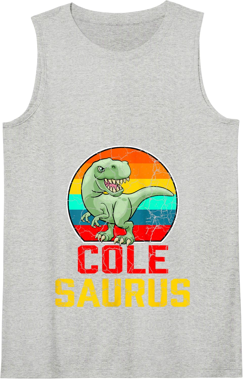 Cole Saurus Family Reunion Last Name Team Funny Custom Tank Top - Heather Grey
