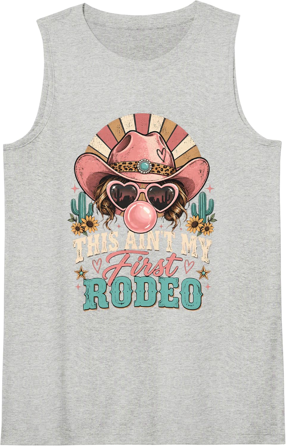 This Ain't My First Rodeo Western Cowgirl Sleeveless Tank Top - Heather Grey