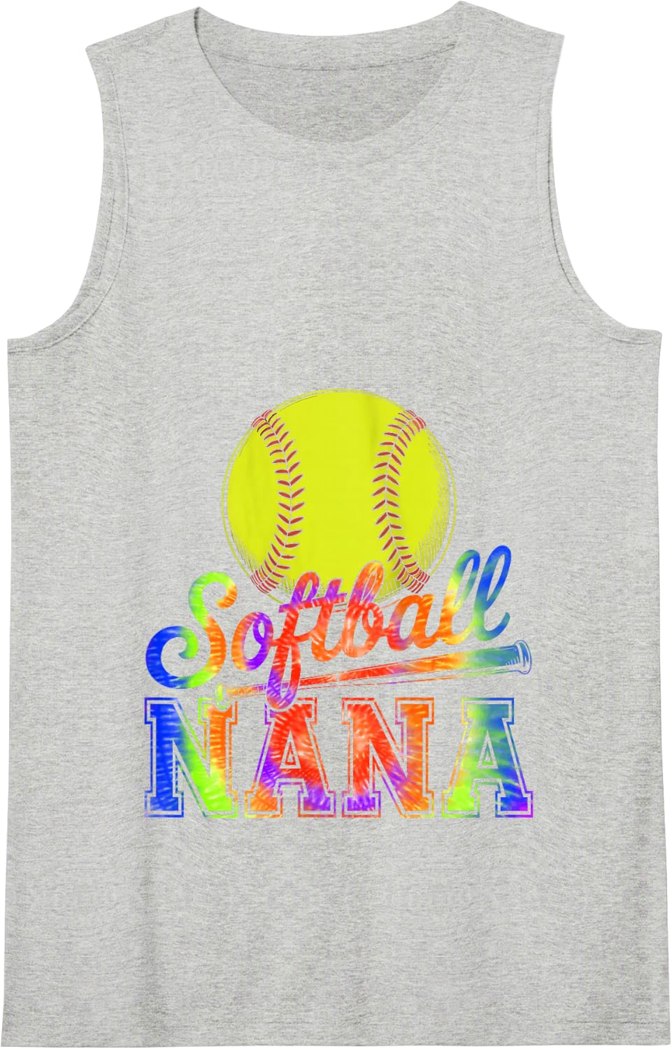 Cute Tie Dye Softball Nana Lovers Women Men Mothers Day Tank Top - Heather Grey