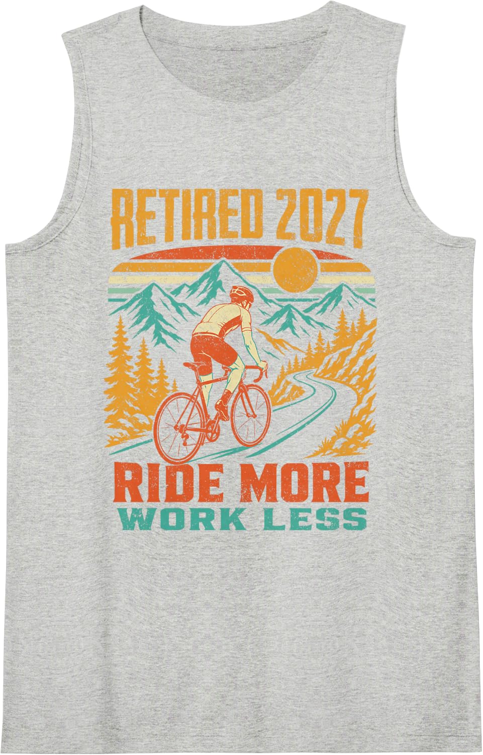 Cycling Retirement 2027 Ride More Work Less Mountain Road Tank Top - Heather Grey