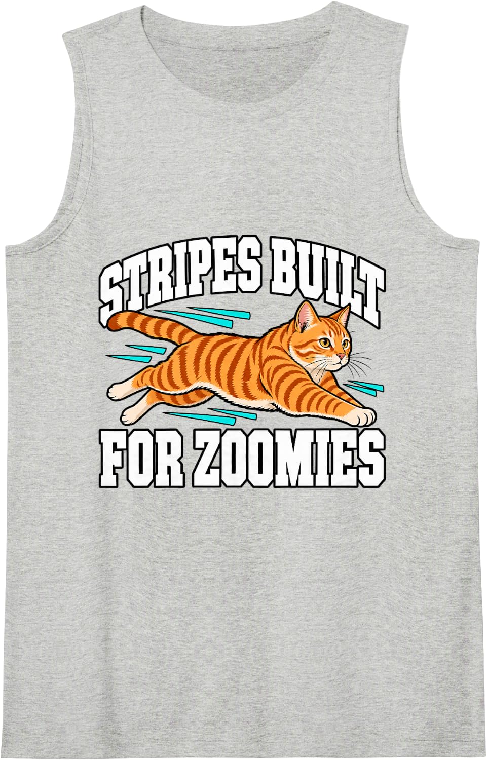 Tabby Cat Stripes Built for Zoomies Funny Feline Kitten Sleeveless Tank Top - Heather Grey