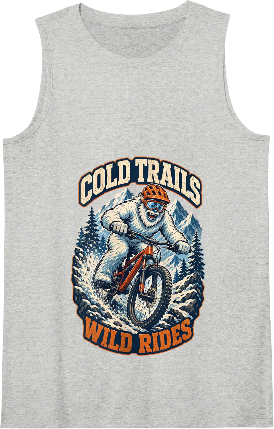 Cold Trails Wild Rides Funny Yeti Mountain Bike MTB Cycling Tank Top - Heather Grey