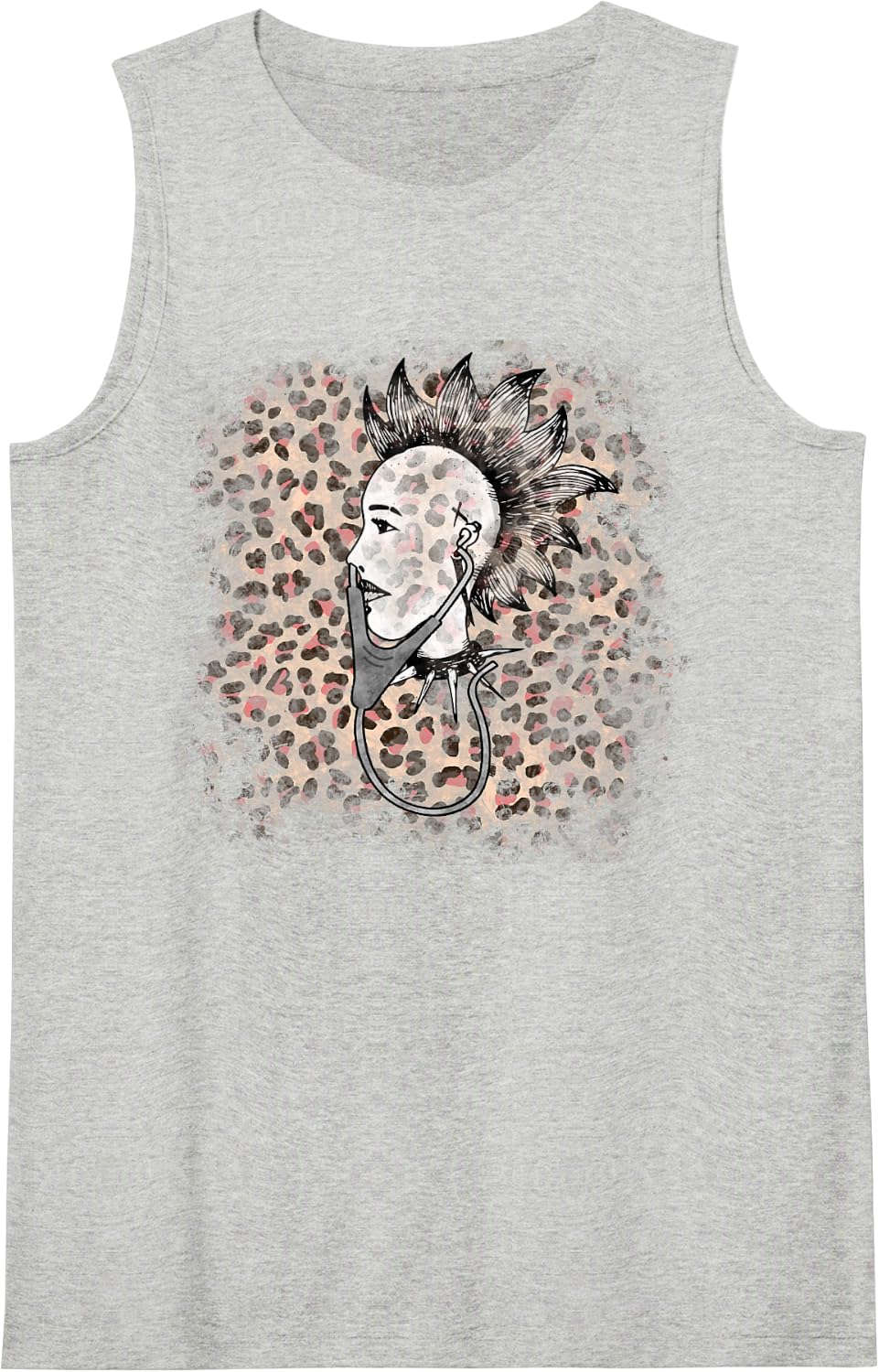 Rock & Roll Skeleton Nurse Hospital Satan Medicine Punk PSY Sleeveless Tank Top - Heather Grey