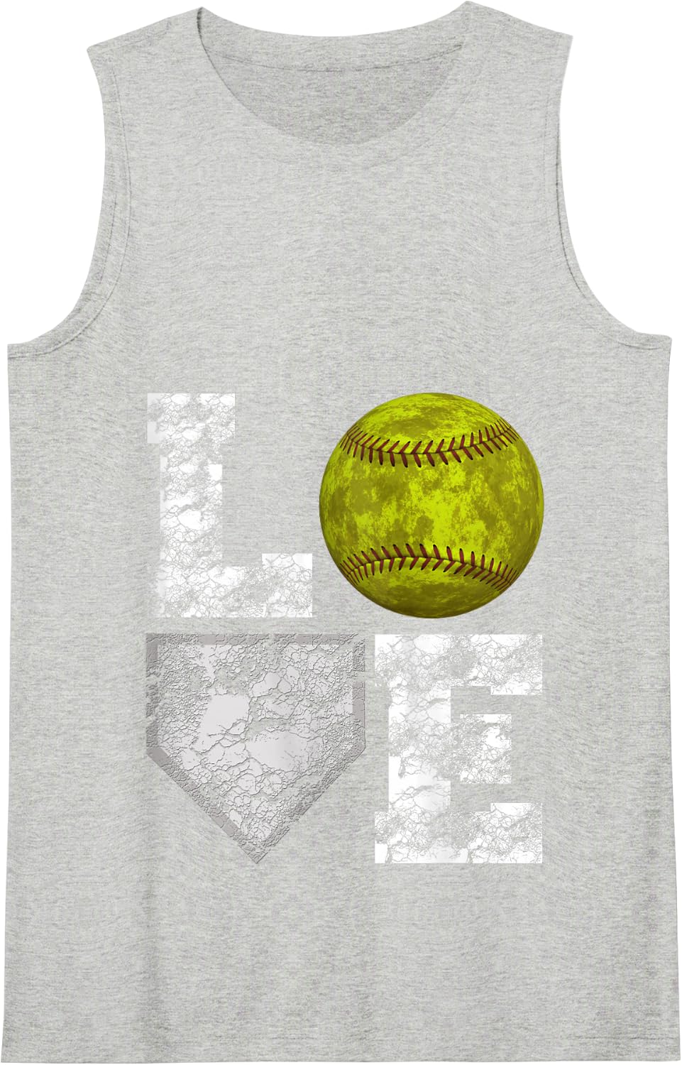 Softball Distressed Ball Cute Mom Love Gift Tank Top - Heather Grey
