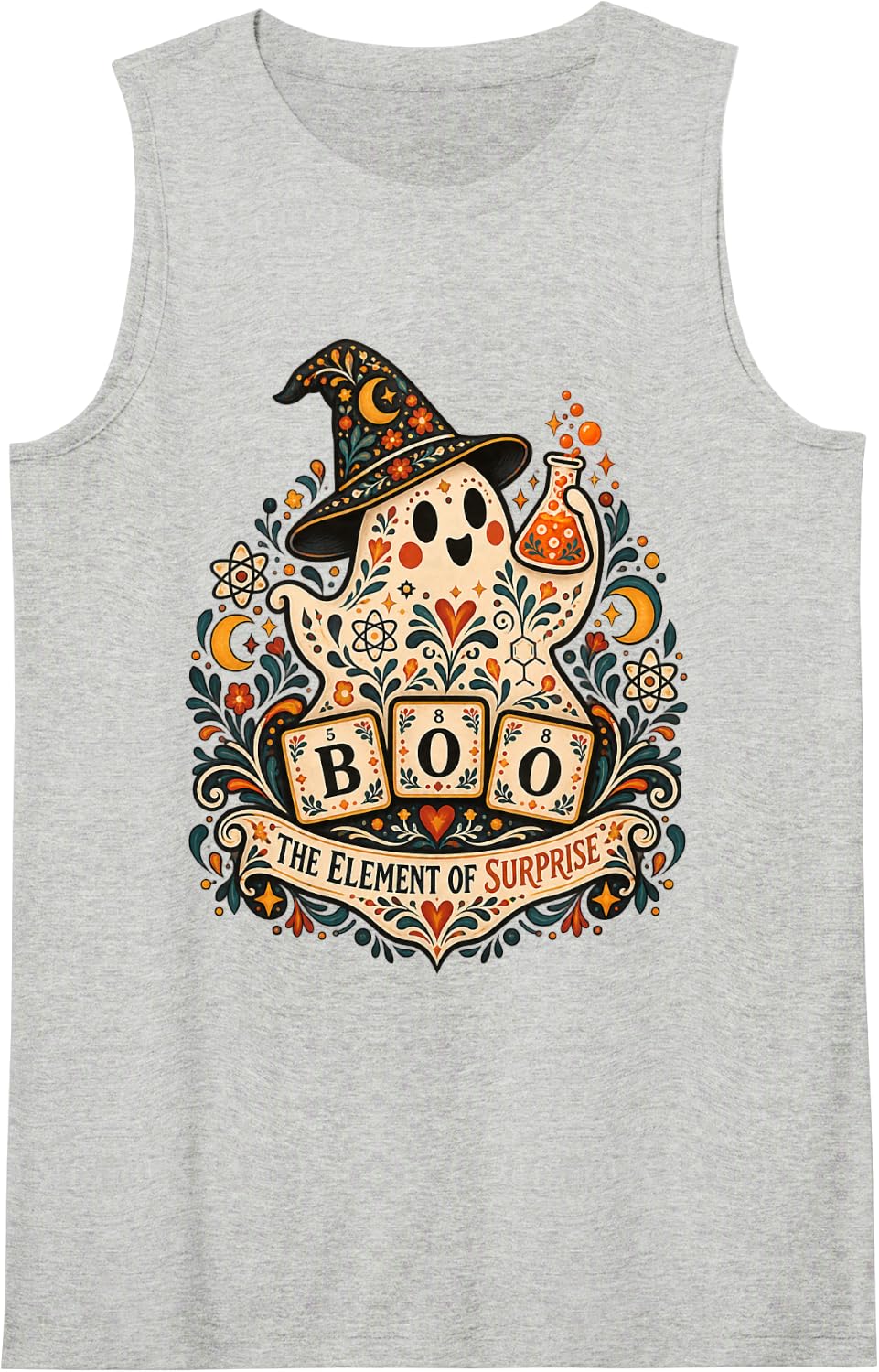 Boo The Element of Surprise Halloween Chemist Sleeveless Tank Top - Heather Grey