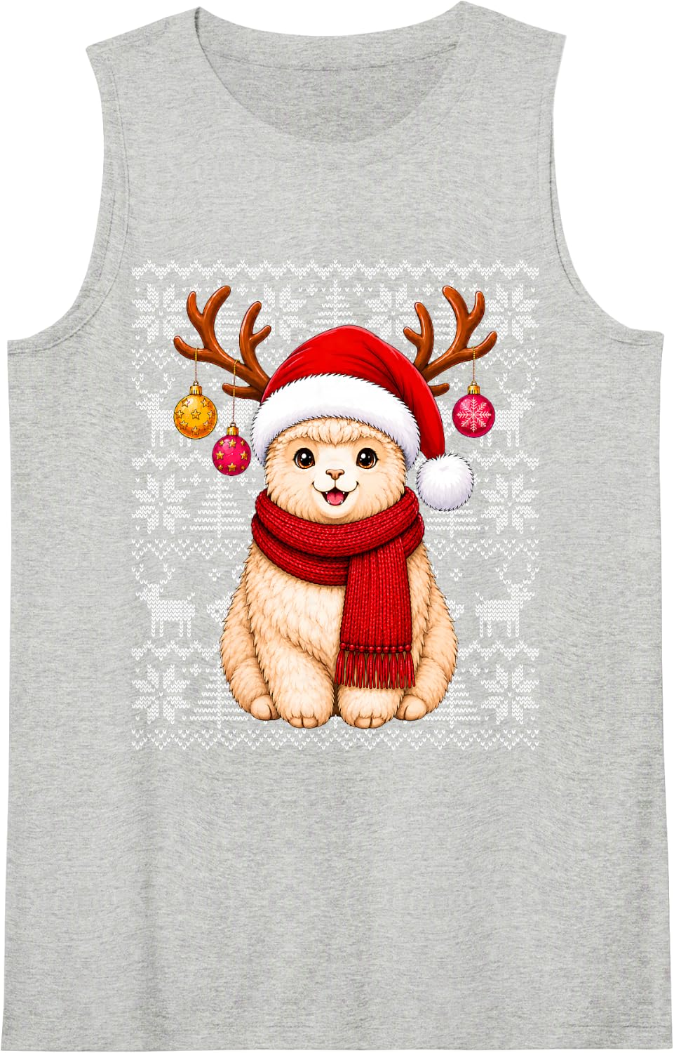 Llama Xmas Ugly Sweaters Festive Santa Alpaca Christmas Tank Top - Heather Grey