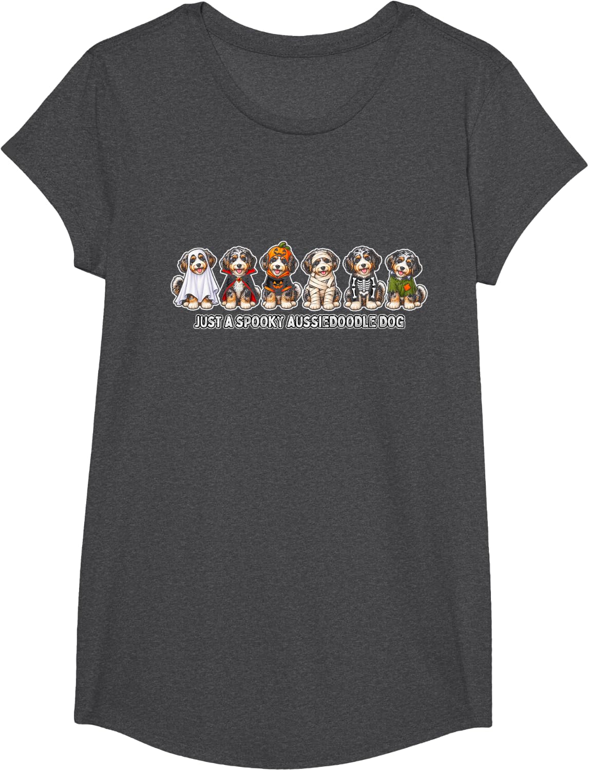 Just A Spooky Aussiedoodle Halloween Dog Lover T-Shirt - Girls Dark Heather Grey