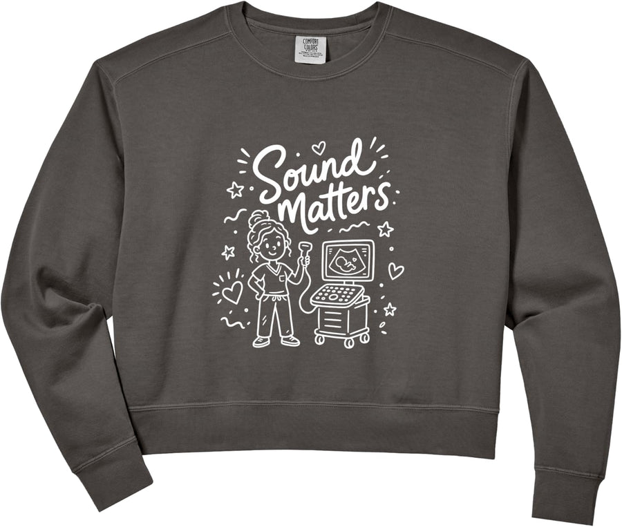 Women's Sonographer Appreciation Gift - Ultrasound Awareness Month Comfort Colors Crop Sweatshirt - Pepper