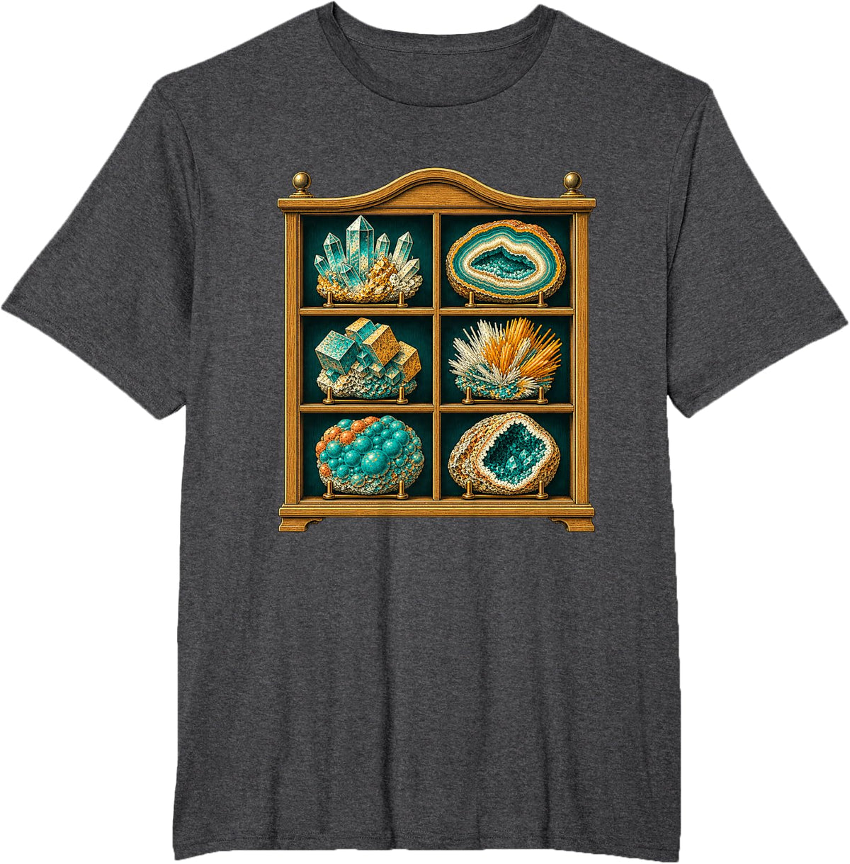 Mineral Specimen Cabinet Rock Collector Display T-Shirt T-Shirt - Dark Heather Grey