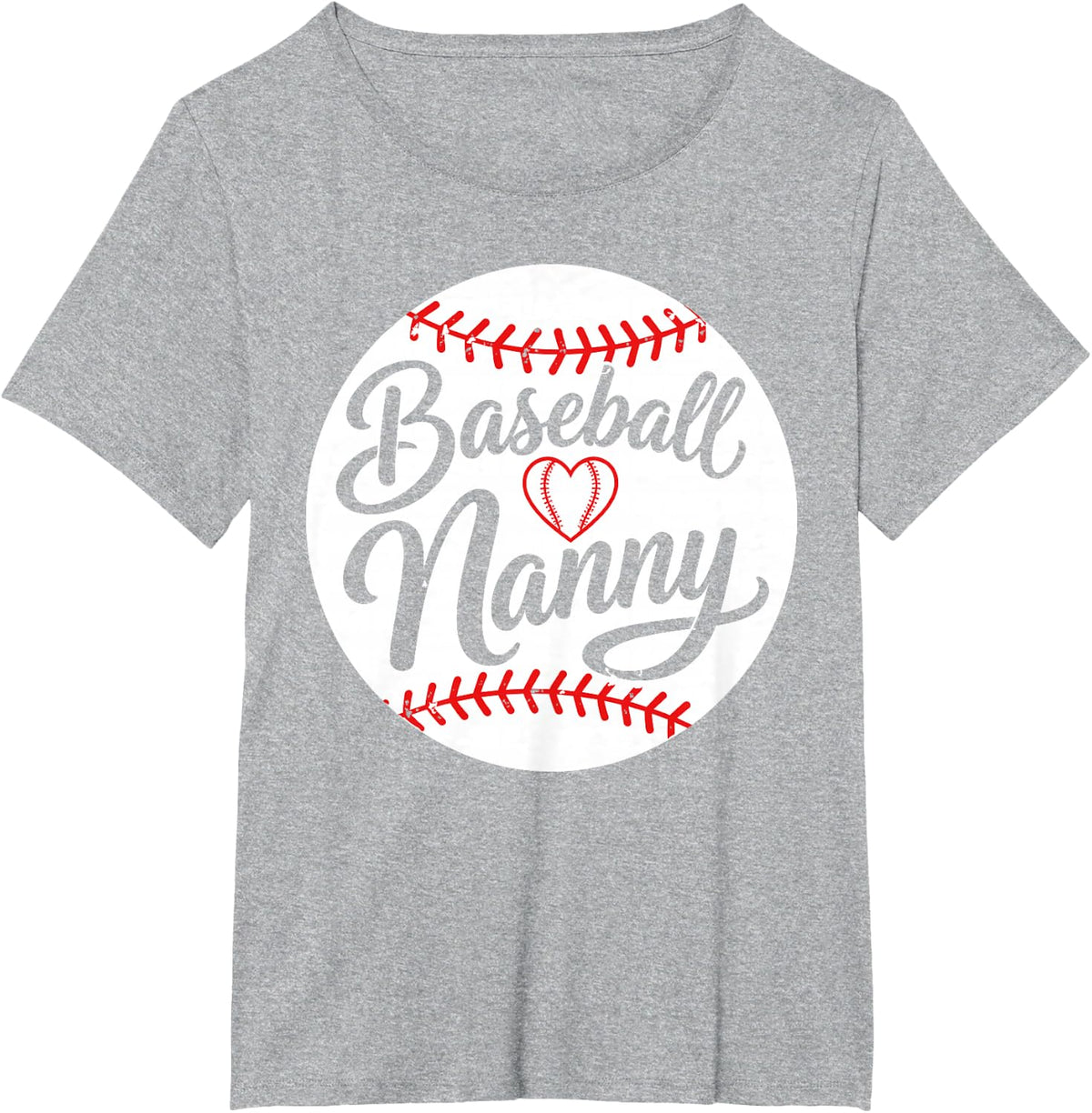 Baseball Nanny Art for Grandma Nana Women Baseball Nanny T-Shirt - Heather Grey