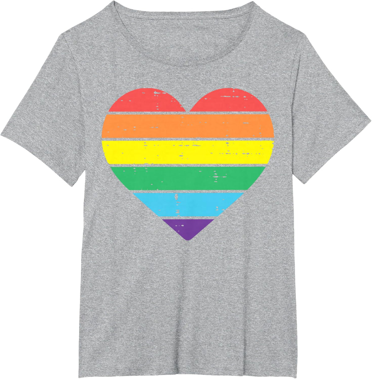 Rainbow Gay Heart Vintage Love LGBTQ Pride Flag Men Women T-Shirt - Heather Grey
